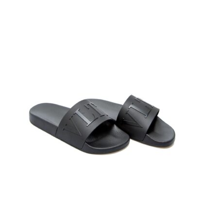 Valentino - Black Rubber Garavani Slides Sandals