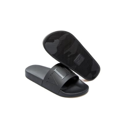 Valentino - Black Rubber Garavani Slides Sandals