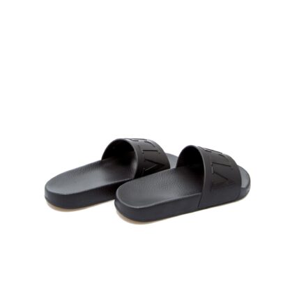 Valentino - Black Rubber Garavani Slides Sandals