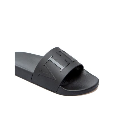 Valentino - Black Rubber Garavani Slides Sandals