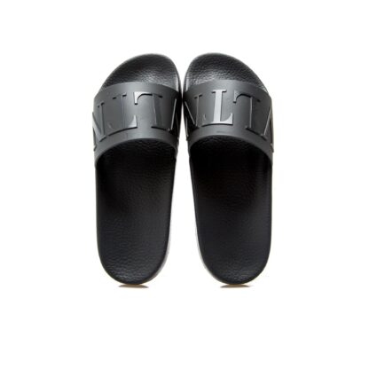 Valentino - Black Rubber Garavani Slides Sandals