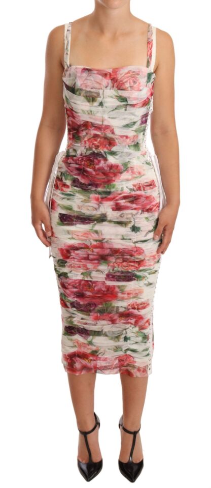 Dolce & Gabbana - Elegant Floral Print Midi Sheath Dress