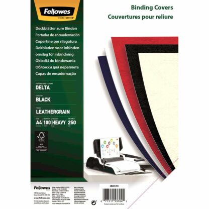 Binding Covers Fellowes Delta 100 Τεμάχια Μαύρο A4 Χαρτόνι (x10)