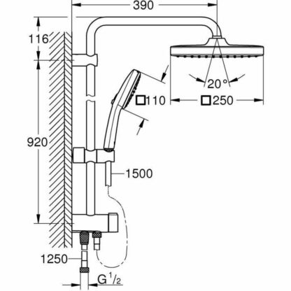 GROHE Vitalio Comfort 250 shower system - Στήλη ντους Grohe Πλαστική ύλη