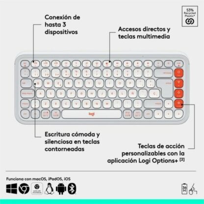 Πληκτρολόγιο Logitech Pop Icon Λευκό Ισπανικό Qwerty QWERTY