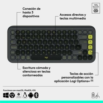 Ασύρματο Πληκτρολόγιο Logitech Γκρι Ισπανικό Qwerty QWERTY