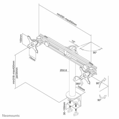 Βάση Τηλεόρασης Neomounts FPMA-D700D           10-30" 8 kg