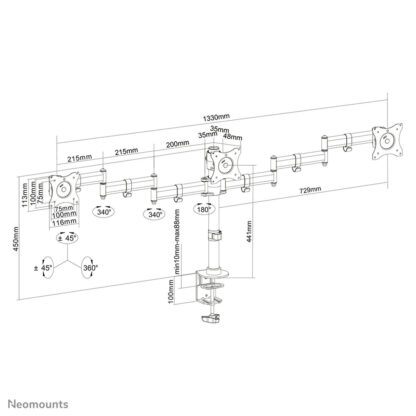 Επιτραπέζια Βάση για Οθόνη Neomounts NM-D135D3BLACK