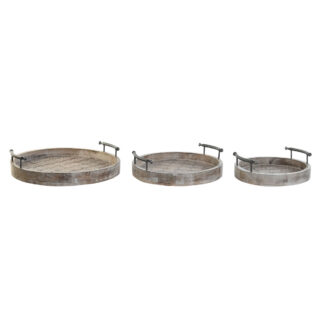 Σετ Δίσκων DKD Home Decor 53 x 38 x 8 cm Μέταλλο Πολύχρωμο (3 Μονάδες)