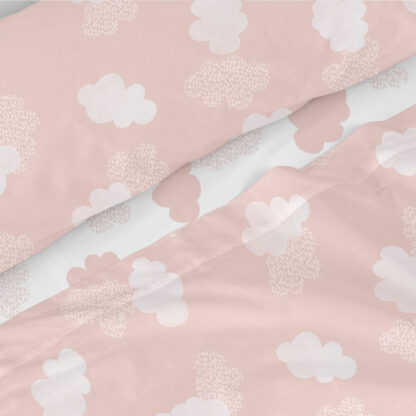 Σετ σεντονια HappyFriday Basic Kids Clouds Ροζ Kρεβάτι 105 εκ 180 x 270 cm 2 Τεμάχια