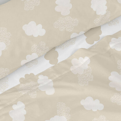 Σετ σεντονια HappyFriday Basic Kids Clouds Μπεζ Kρεβάτι 105 εκ 180 x 270 cm 2 Τεμάχια