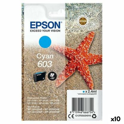 Αυθεντικό Φυσίγγιο μελάνης Epson XP-2100, 3100, 4100 / WF-2830DWF, 2850DW - Nº 603 Κυανό (x10)