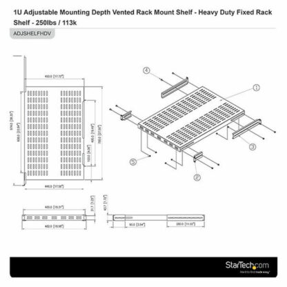 Σταθερός Δίσκος για Ερμάριο Rack Startech ADJSHELFHDV