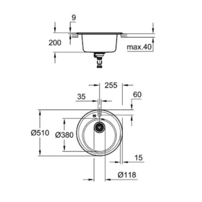 Νεροχύτη με Ένα Κύπελλο Grohe K200