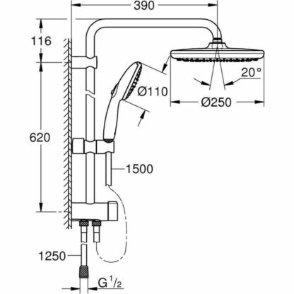 Στήλη ντους Grohe Vitalio Start System 250 Πλαστική ύλη