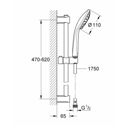 Σετ Ντους Grohe Vitalio Joy Ασημί Ανοξείδωτο ατσάλι 175 cm