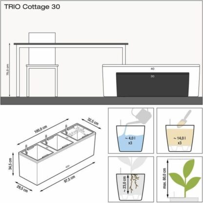 Αυτοποτιζόμενο Φυτευτή Lechuza TRIO Cottage Μαύρο πολυπροπυλένιο 100 x 32,5 x 34,5 cm