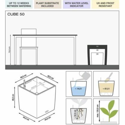 Αυτοποτιστικη Γλάστρα Lechuza 50 x 50 cm Μαύρο Ασημί πολυπροπυλένιο Πλαστική ύλη