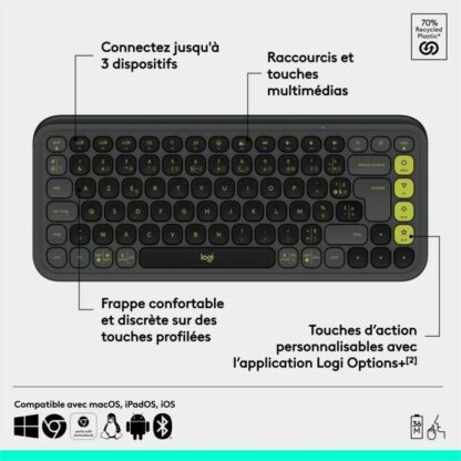 Ασύρματο Πληκτρολόγιο Logitech Pop Icon Keys Σκούρο γκρίζο AZERTY