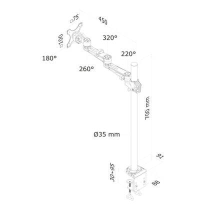 Επιτραπέζια Βάση για Οθόνη Neomounts FPMA-D935POLE70 10" 30"