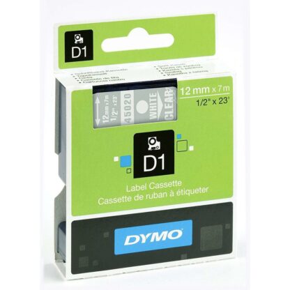 Πλαστικοποιημένη Ταινία για Στυλό Dymo D1 45020 12 mm LabelManager™ Λευκό Διαφανές (5 Μονάδες)