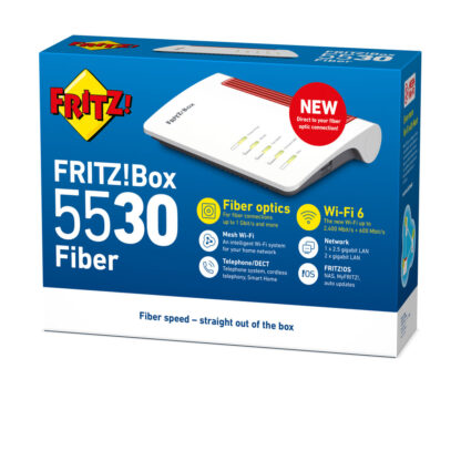 Router Fritz! FRITZBOX 5530 FIBER XGS-PONWRLS Λευκό RJ45 RJ11 Ethernet LAN Wi-Fi