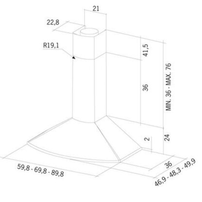 Συμβατικός Απορροφητήρας Mepamsa Tender H 90N 90 cm 705 m3/h 44 dB 800W Μαύρο D