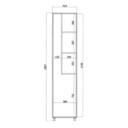 Ντουλάπα για τις Σκούπες Alexandra House Living Λευκό Ξύλο MDP 42 x 183 x 41 cm 1 πόρτα Αναστρέψιμη Με τροχούς