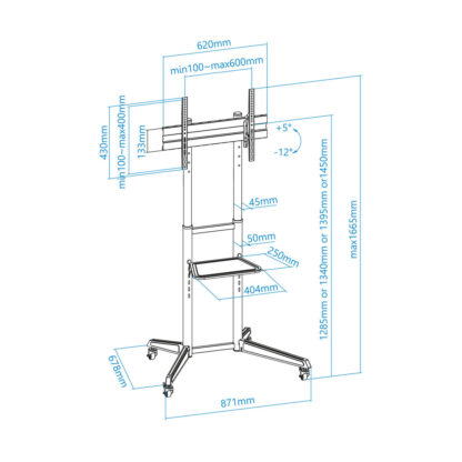 Τρόλεϊ TooQ FS1170M-B 37"-70" 50 kg