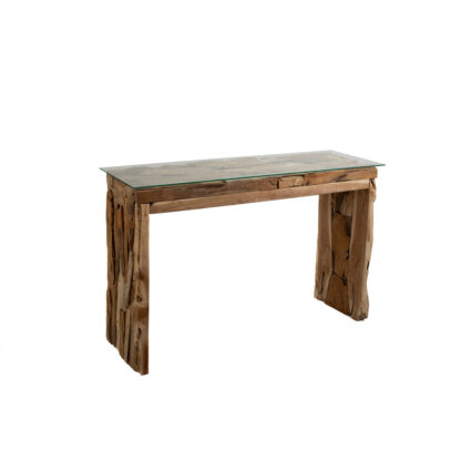 Κονσόλα Romimex Φυσικό Γυαλί ξύλο teak 120 x 75 x 35 cm