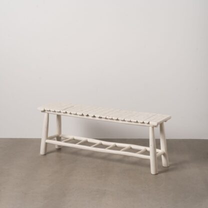 Σκαμπό Λευκό ξύλο teak 120 x 30 x 45 cm