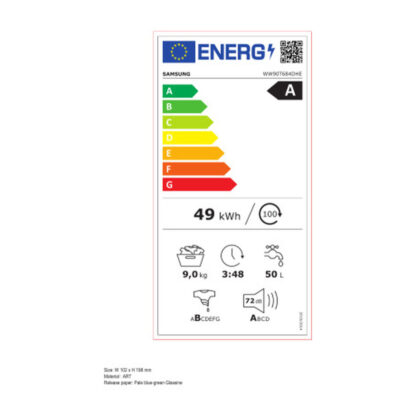 Πλυντήριο ρούχων Samsung WW90T684DHE/S3 60 cm 1400 rpm 9 kg