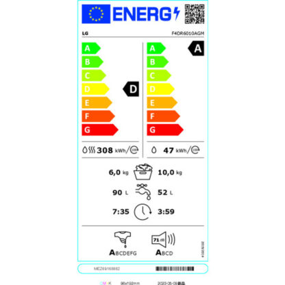 Washer - Dryer LG F4DR6010AGM 10kg / 6kg Μαύρο