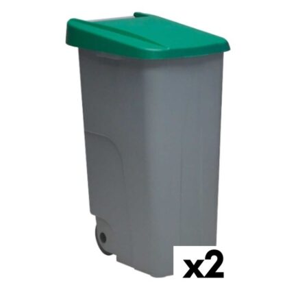 Κάδος Απορριμμάτων με Τροχούς Denox 85 L Πράσινο 58 x 41 x 76 cm