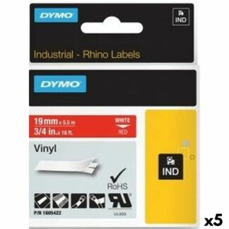 Πλαστικοποιημένη Ταινία για Στυλό Rhino Dymo ID1-12 12 x 3,5 mm Μαύρο Λευκό Αυτοκόλλητο (5 Μονάδες)