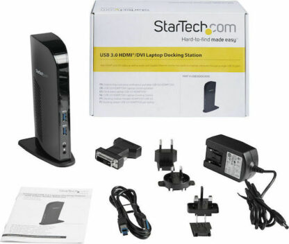 StarTech USB-A Docking Station με HDMI 4K Ethernet και συνδεση 2 Οθονών Μαύρο (USB3SDOCKHD)