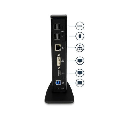 StarTech USB-A Docking Station με HDMI 4K Ethernet και συνδεση 2 Οθονών Μαύρο (USB3SDOCKHD)