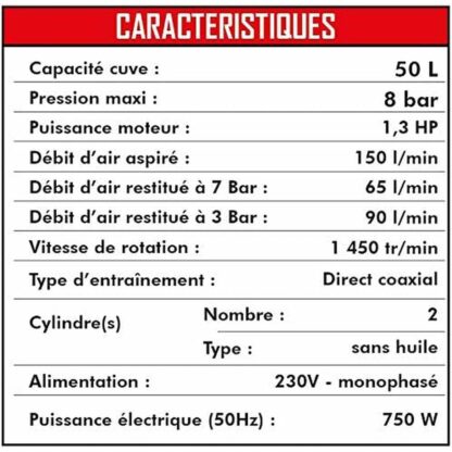 Συμπιεστής Αέρα MECAFER 425523 Οριζόντιο Αθόρυβο 8 bar 24 L