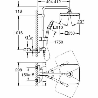 Στήλη ντους Grohe Vitalio Comfort 250 Πλαστική ύλη