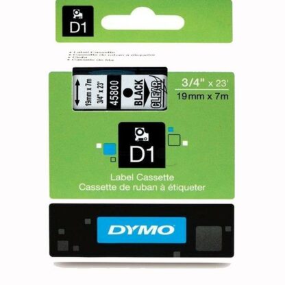 Πλαστικοποιημένη Ταινία για Στυλό Dymo D1 45800 LabelManager™ Μαύρο Διαφανές (5 Μονάδες)