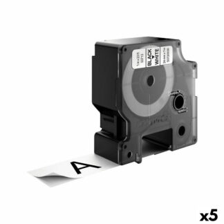 Πλαστικοποιημένη Ταινία για Στυλό Dymo D1 16959 12 mm x 5,5 m Μαύρο πολυεστέρας Λευκό (5 Μονάδες)