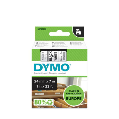 Πλαστικοποιημένη Ταινία για Στυλό Dymo D1 53713 24 mm LabelManager™ Λευκό Μαύρο (5 Μονάδες)