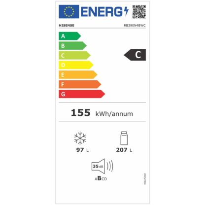 Συνδυασμένο Ψυγείο Hisense RB390N4BWC  186 Λευκό 304 L