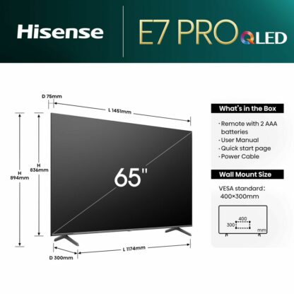 Smart TV Hisense 65E7NQ 65" 4K Ultra HD LED HDR QLED (Ανακαινισμένα A)