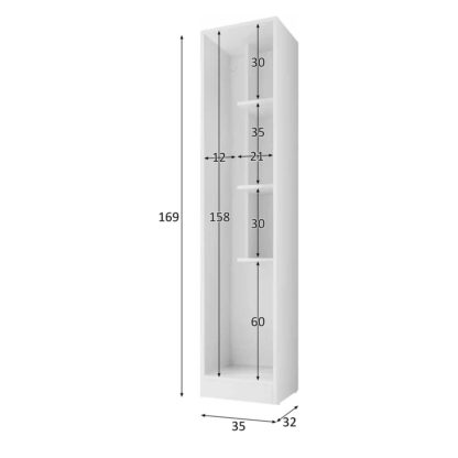 Ντουλάπα για τις Σκούπες Alexandra House Living Λευκό Ξύλο MDP 35 x 170 x 32 cm 1 πόρτα Αναστρέψιμη