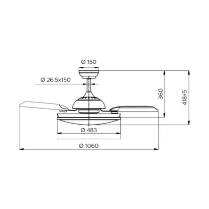 Ανεμιστήρας Οροφής με Φως Philips Atlas 35 W 28 W 4500 Lm νικέλιο (2700 K)