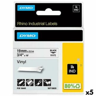 Πλαστικοποιημένη Ταινία για Στυλό Dymo D1 45021 12 mm LabelManager™ Λευκό Μαύρο (5 Μονάδες)