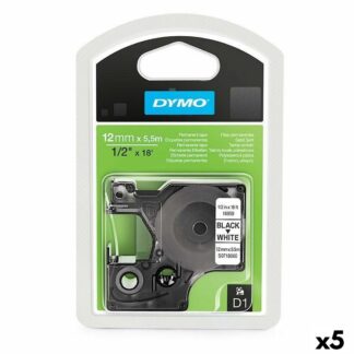 Πλαστικοποιημένη Ταινία για Στυλό Dymo D1 53713 24 mm LabelManager™ Λευκό Μαύρο (5 Μονάδες)