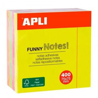 Συγκολλητικές Σημειώσεις Apli Funny Πολύχρωμο 75 x 75 mm (48 Μονάδες)