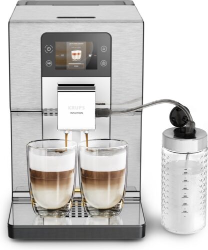 Krups Experience+ Αυτόματη Μηχανή Espresso 1550W Πίεσης 15bar με Μύλο Άλεσης Ασημί